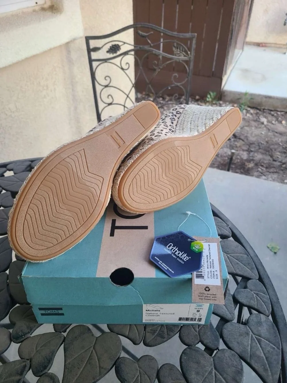 TOMS Leopard Print Peep-Toe Espadrille Wedge in Natural/Tan